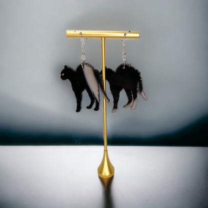 Black Cat Earrings - Halloween Earrings, Superstition, Cat Jewelry, Black Cat - Rhythms of Grace Creative