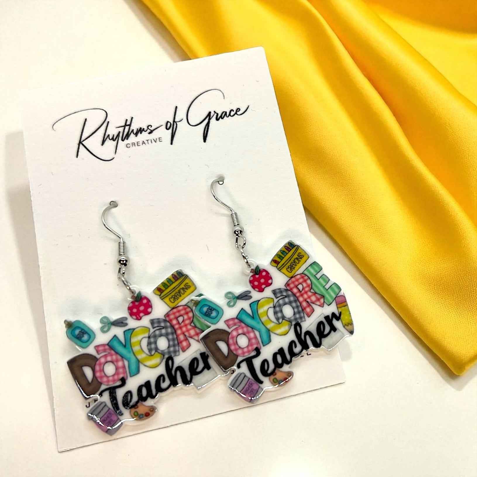 ABC’s & Sunshine: Colorful Daycare Teacher Earrings for Preschool Vibes