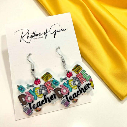 ABC’s & Sunshine: Colorful Daycare Teacher Earrings for Preschool Vibes