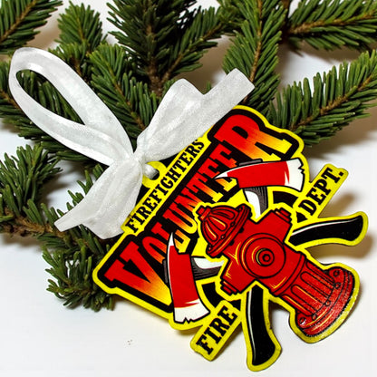 Firefighters Volunteer - Fire Dept Sublimation Ornament 
Ignite Your Holiday Spirit!