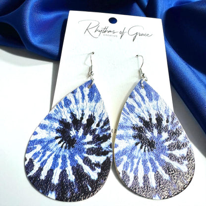 Blue Tie Dyed Teardrop Earrings – Chill Vibes Only 💙