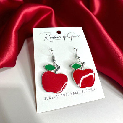 Bite into Style with Chic Red Apple Dangle Earrings! 🍎