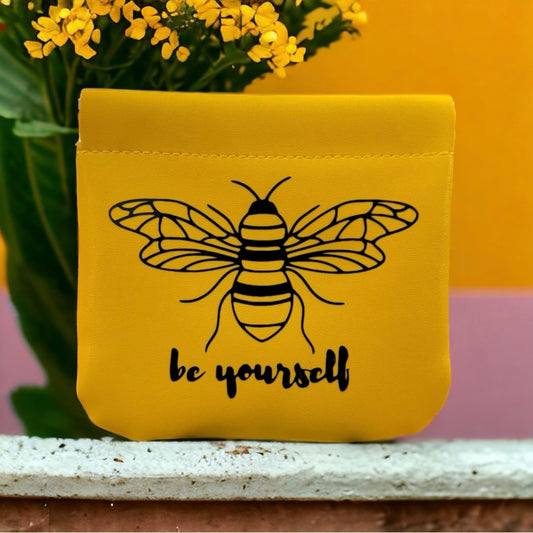 Charming Yellow Faux Leather Coin Purse “Be Yourself” - Brand New, Gift
