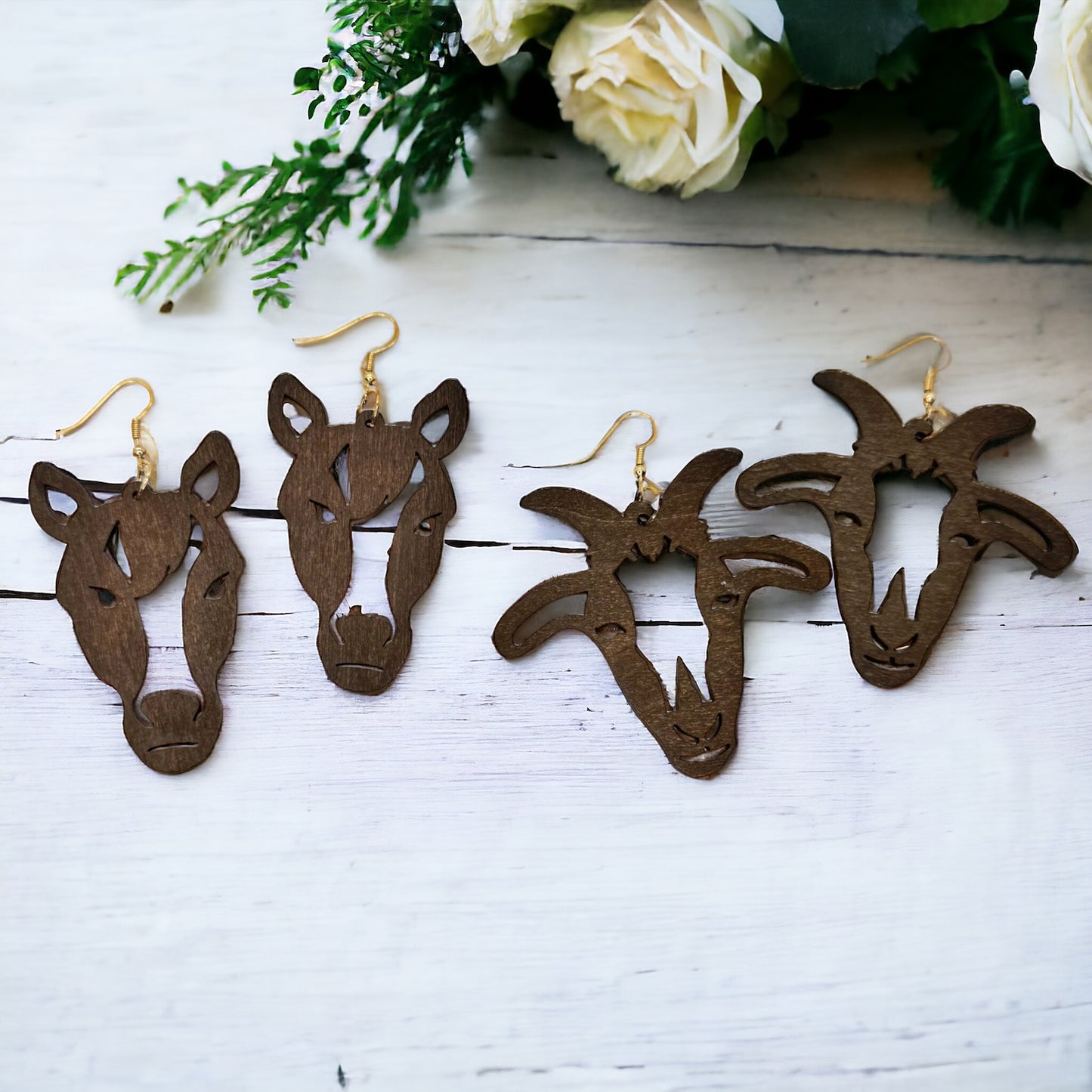 Unique Western Dangle Earrings – Choose Between Horse or Goat Design, Perfect for Animal Lovers!