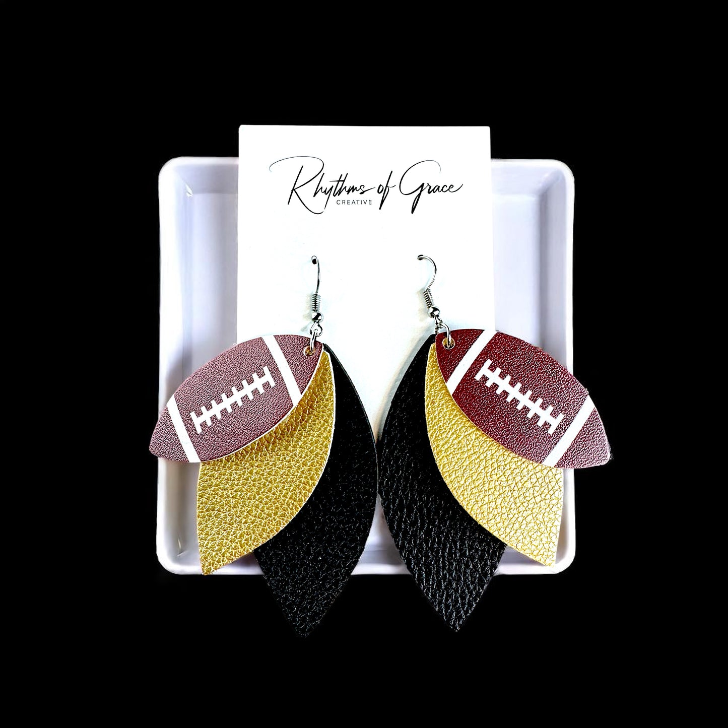 Touchdown in Style: Black and Gold Football Earrings for the Fashion-Forward Fan!