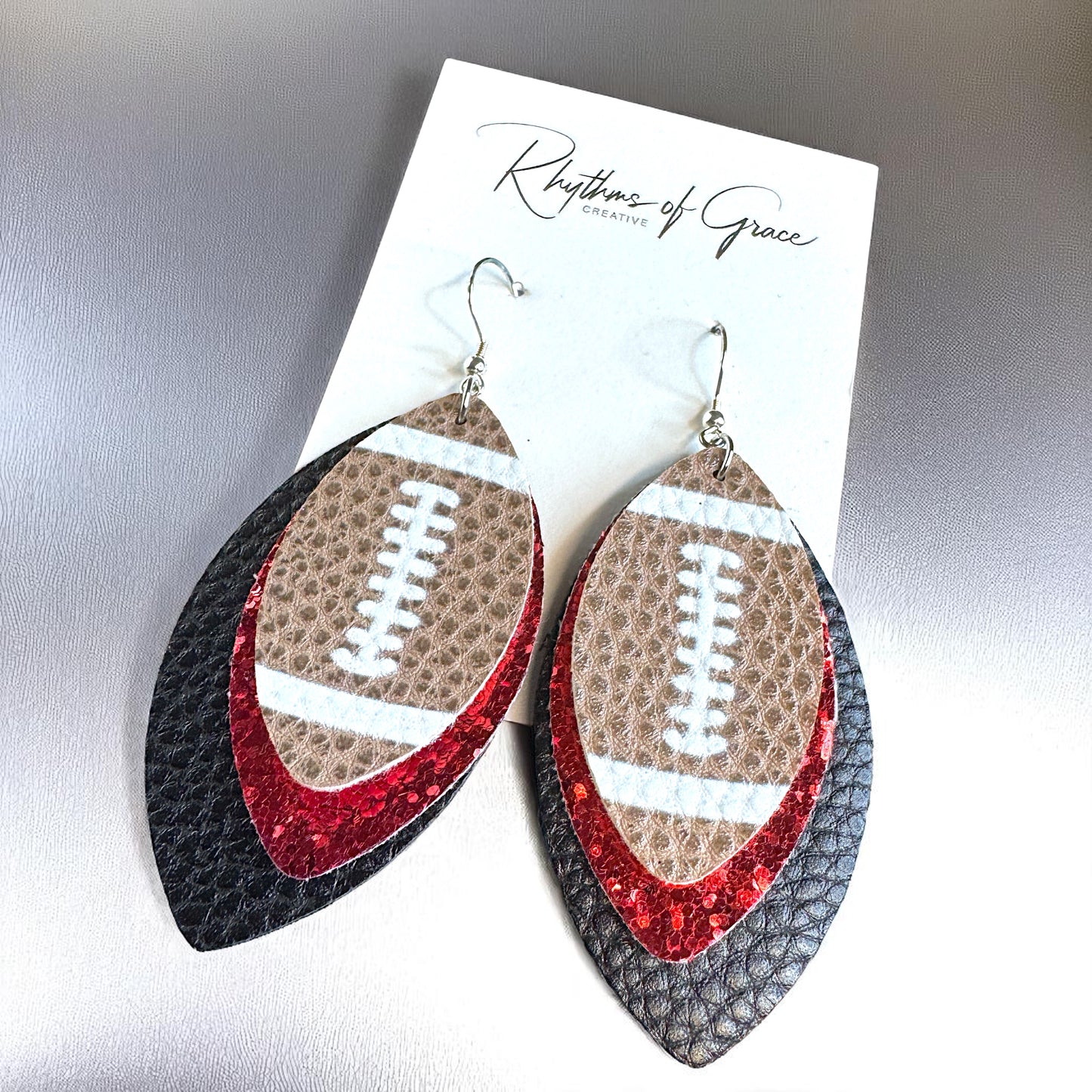 Game Day Glam: Black and Red Football Earrings for the Ultimate Fan!