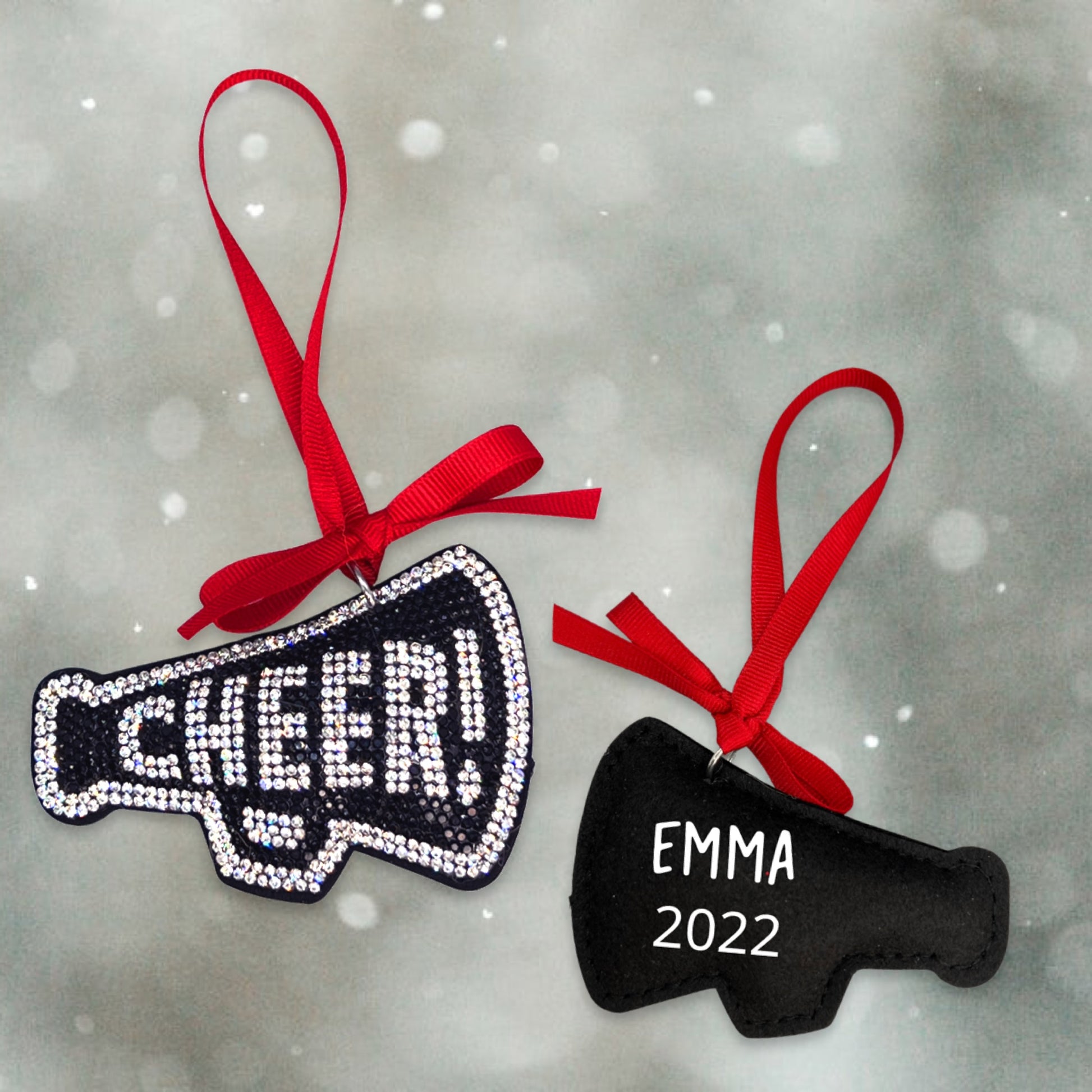Personalized Rhinestone Cheerleader Christmas Ornament - Handcrafted Holiday Decor - Perfect Stocking Stuffer - Rhythms of Grace Creative