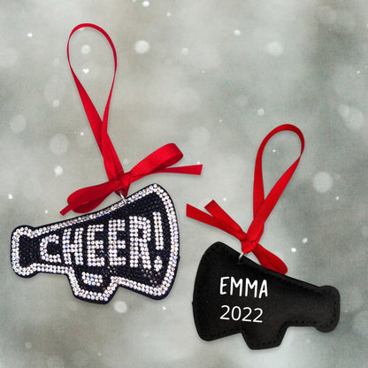 Personalized Rhinestone Cheerleader Christmas Ornament - Handcrafted Holiday Decor - Perfect Stocking Stuffer - Rhythms of Grace Creative