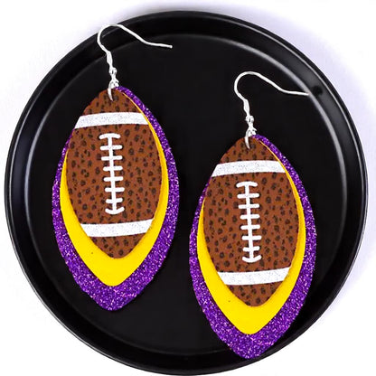 Touchdown Chic: LSU Tigers Double Color Football Earrings!