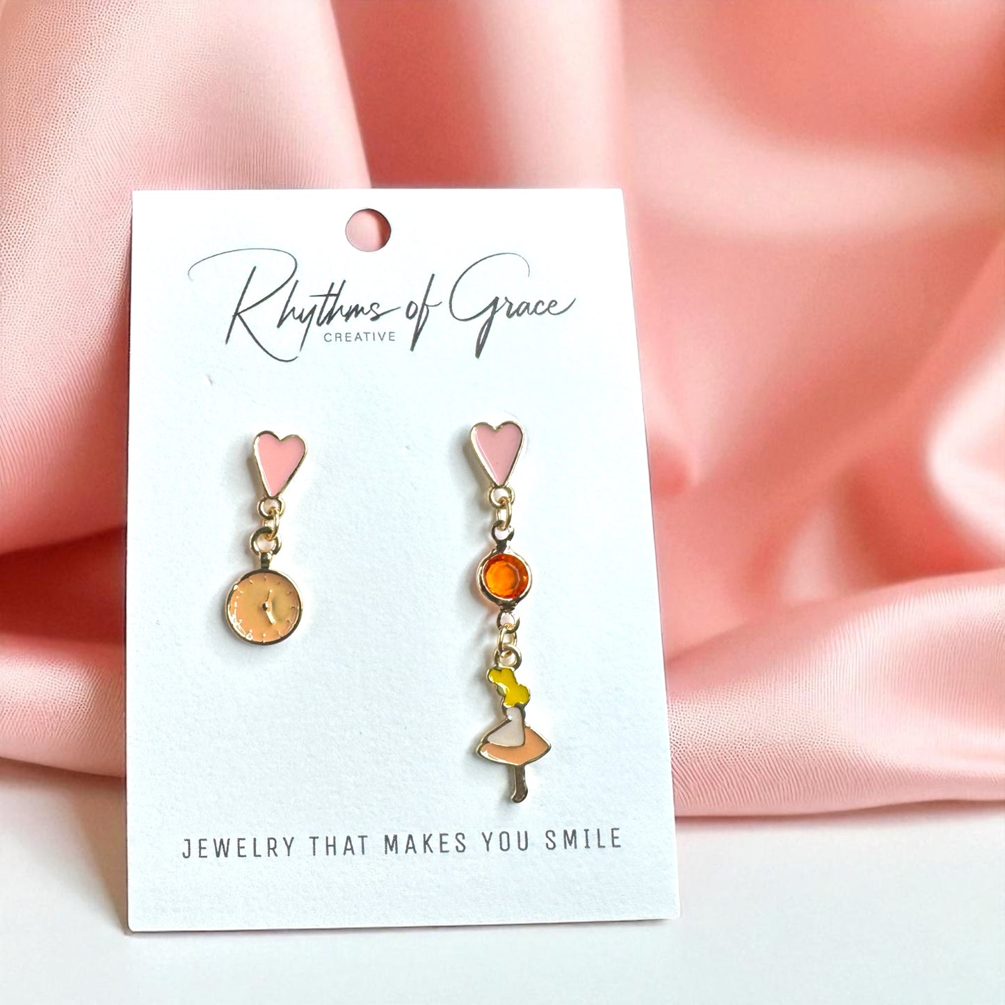 Whimsical Wonderland: Alice in Wonderland Mismatched Earrings ⏰