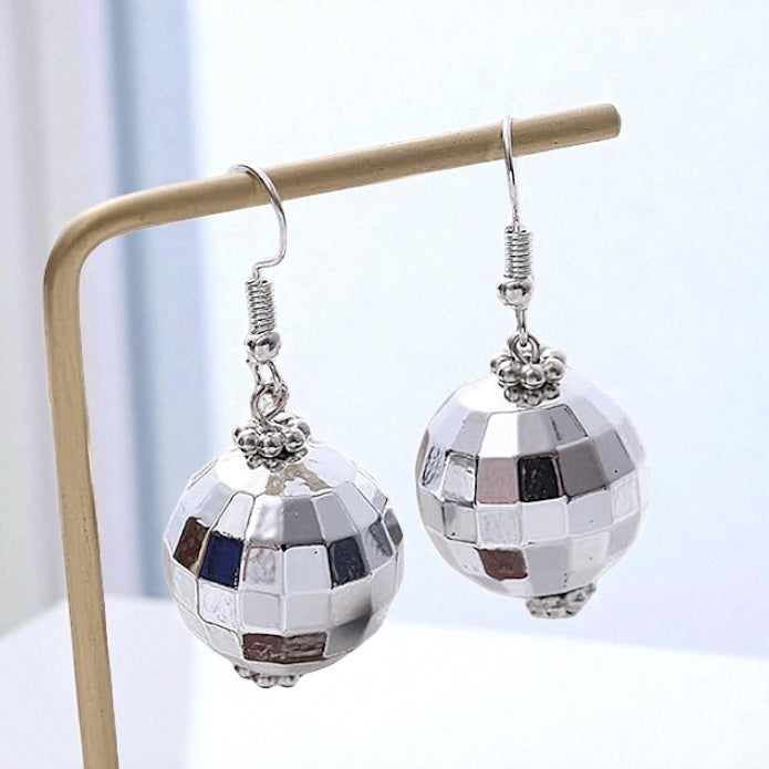 Drop It Like It’s Disco – Silver Ball Party Earrings - Rhythms of Grace Creative