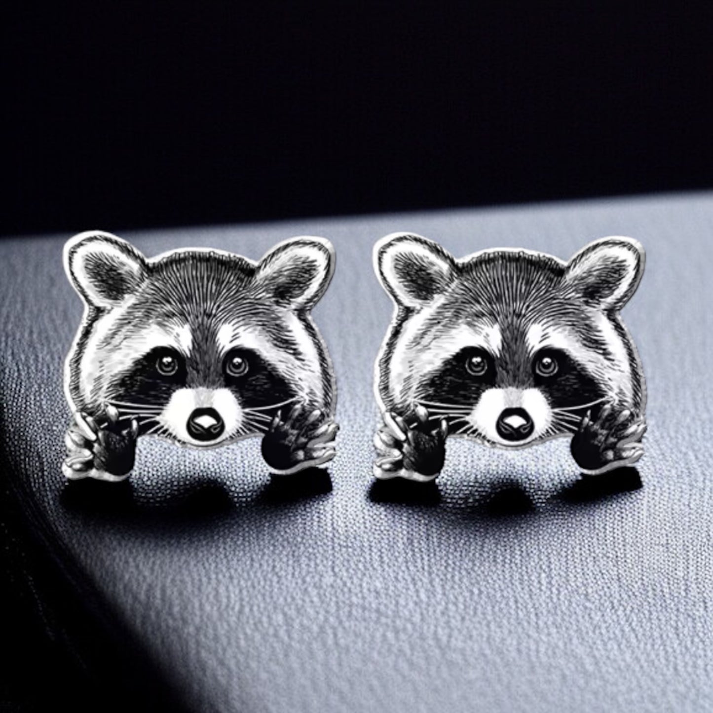 Ravishing Raccoon Stud Earrings - Double the Cuteness!