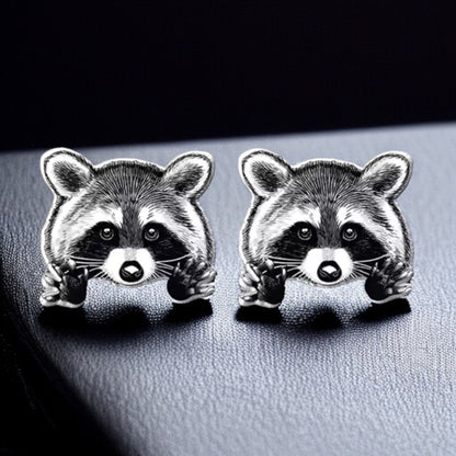 Ravishing Raccoon Stud Earrings - Double the Cuteness!