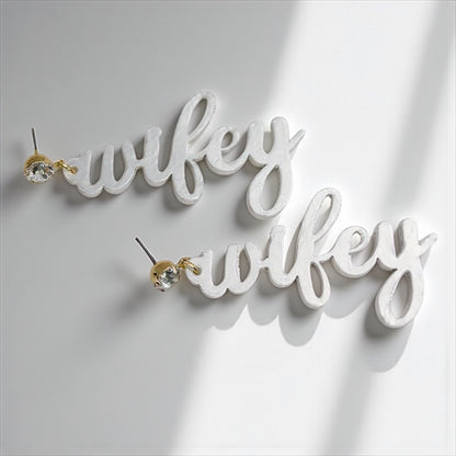 Wifey for Lifey – Marbled Bridal Earrings with Sparkle