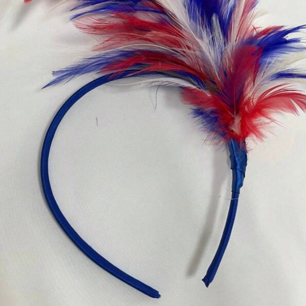 Patriotic Feather Headband - Red, White & Blue, Stars and Stripes