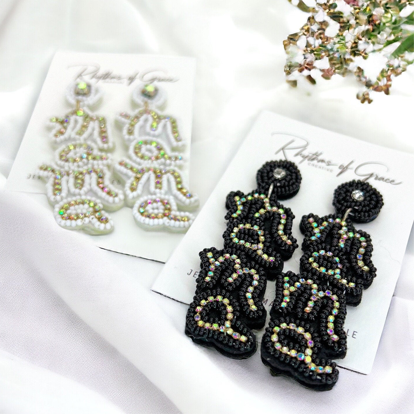Sparkle & Shine with Our Beaded MAMA Dangle Earrings! 🌟