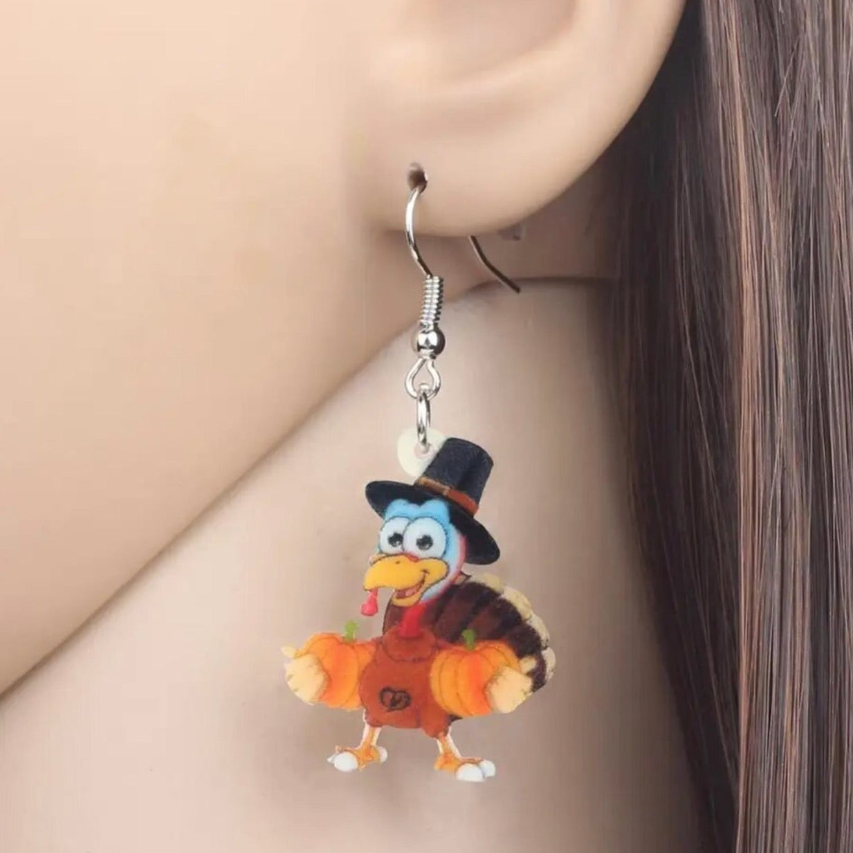 Turkey Earrings - Thanksgiving Earrings, Thanksgiving Accessories, Turkey Trot, Thanksgiving Turkey Earrings - Rhythms of Grace Creative