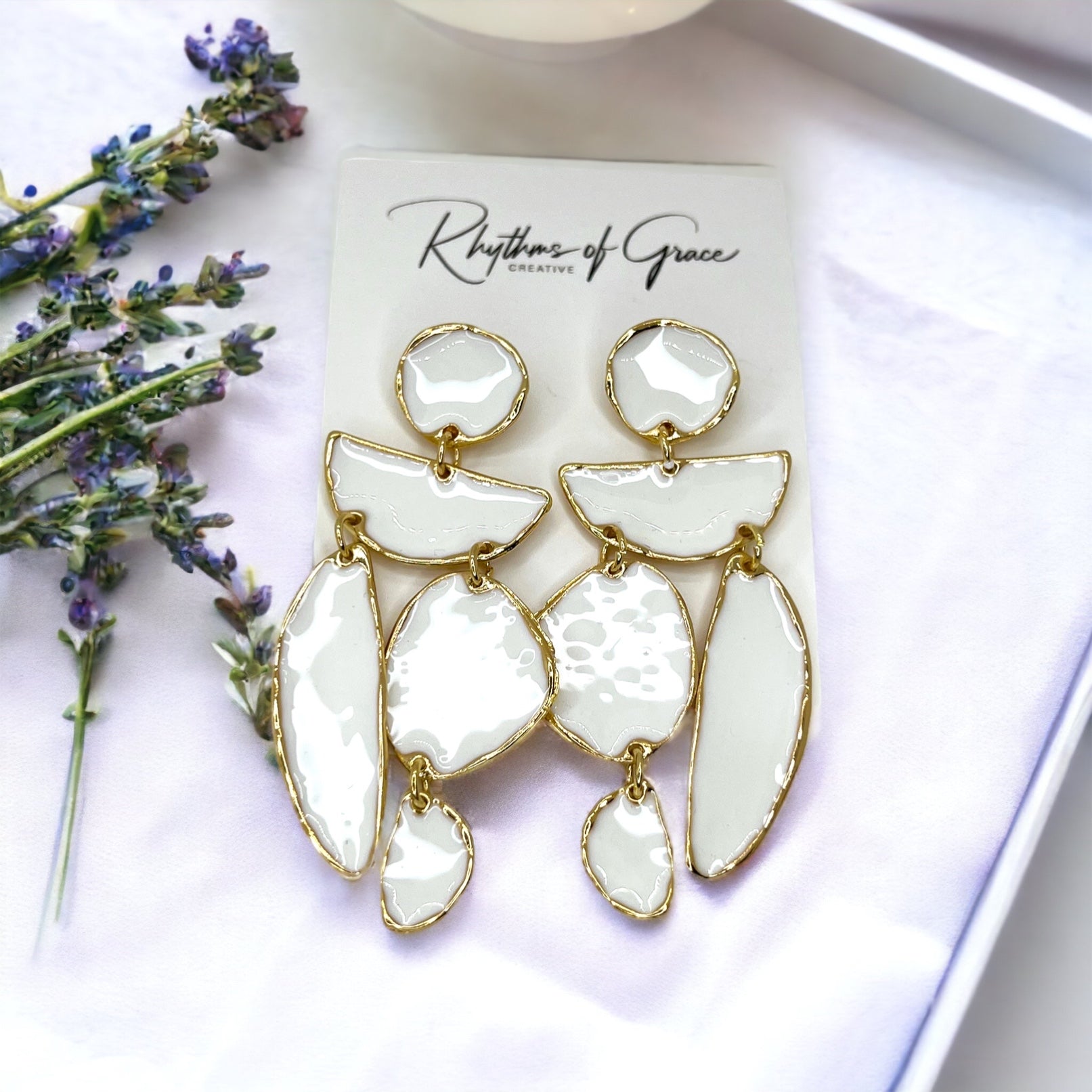 Radiant White Stone Dangle Earrings: Unleash Your Boho Chic Vibes! - Rhythms of Grace Creative