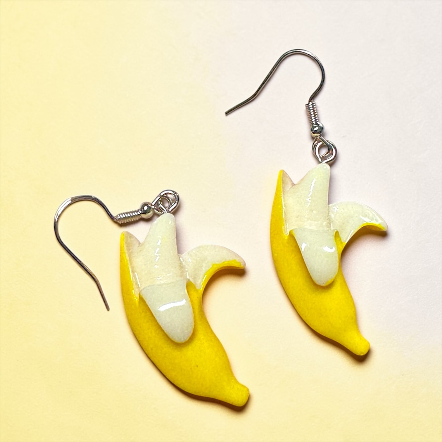 Peeled Banana Dangle Earrings | Savannah Bananas Inspired Jewelry | Fun Acrylic Statement Earrings | Lightweight Fruit Earrings