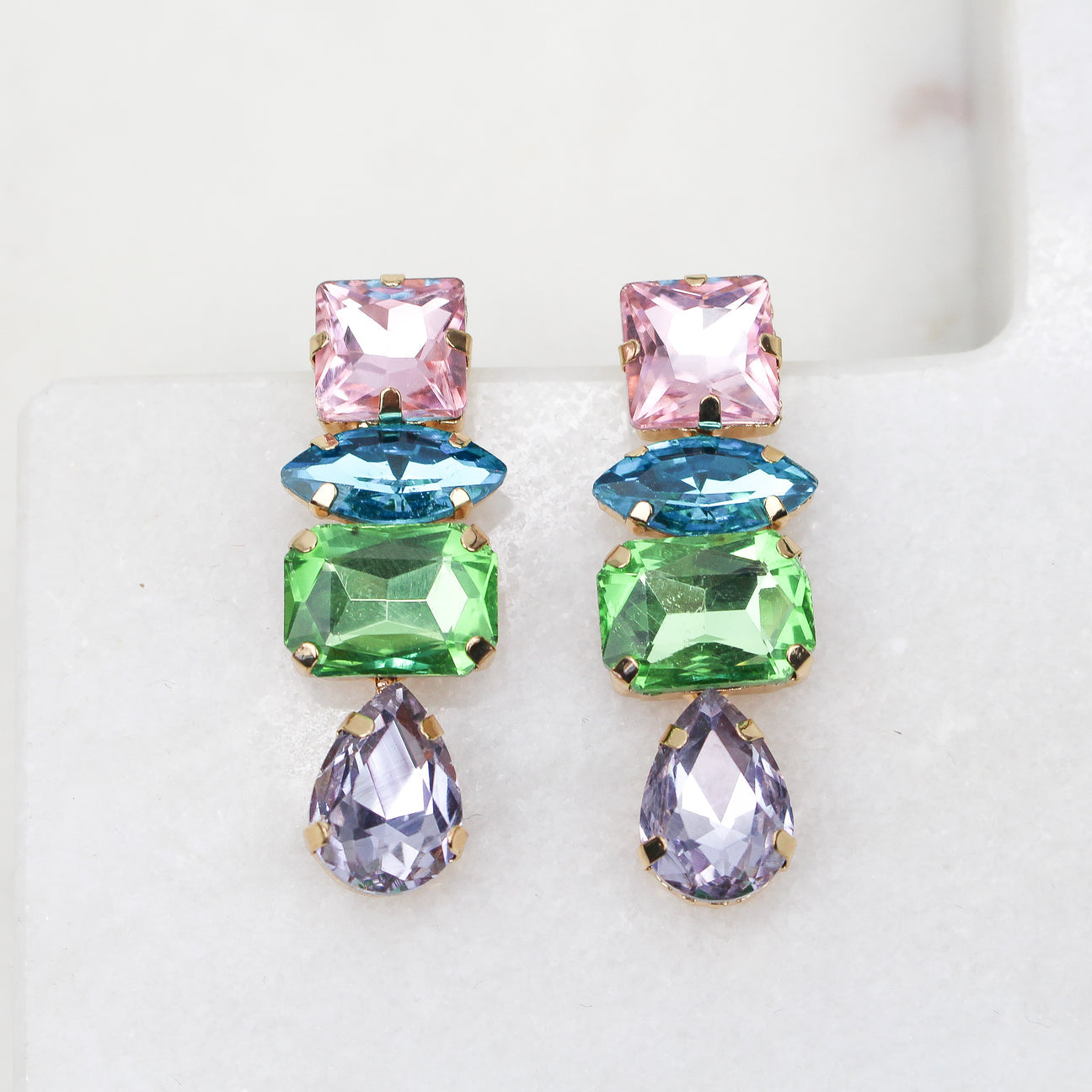 Sparkle in Style: Pastel Rhinestone Drop Earrings - Rhythms of Grace Creative