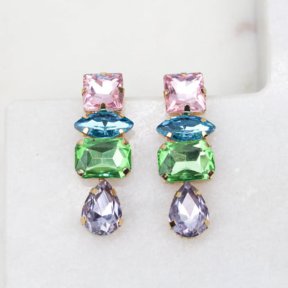 Sparkle in Style: Pastel Rhinestone Drop Earrings - Rhythms of Grace Creative