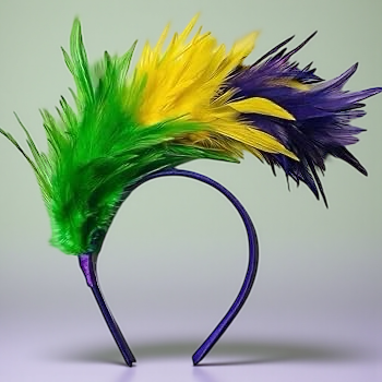 Mardi Gras Feathered Headband | Purple, Green & Gold Festive Headpiece | Parade & Party Accessory