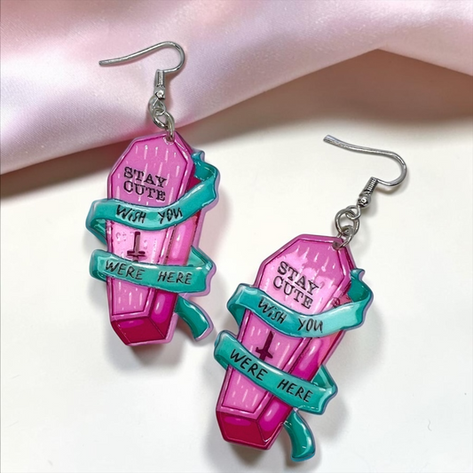 Tombstone Earrings - Halloween Earrings, Coffin Earrings, Halloween Accessories, Halloween Earrings, Undertaker Earrings, Halloween Accessories