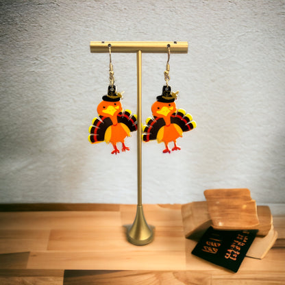 Turkey Earrings - Thanksgiving Earrings, Thanksgiving Accessories, Turkey Trot, Thanksgiving Turkey Earrings - Rhythms of Grace Creative
