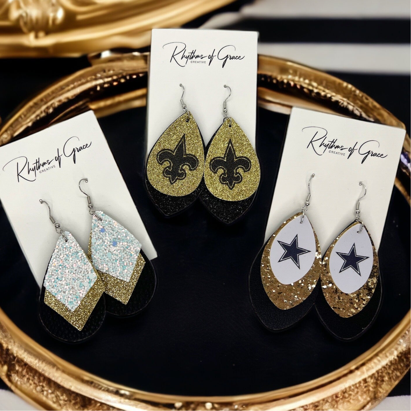 Who Dat Glam! New Orleans Saints Earrings ⚜️ - Rhythms of Grace Creative
