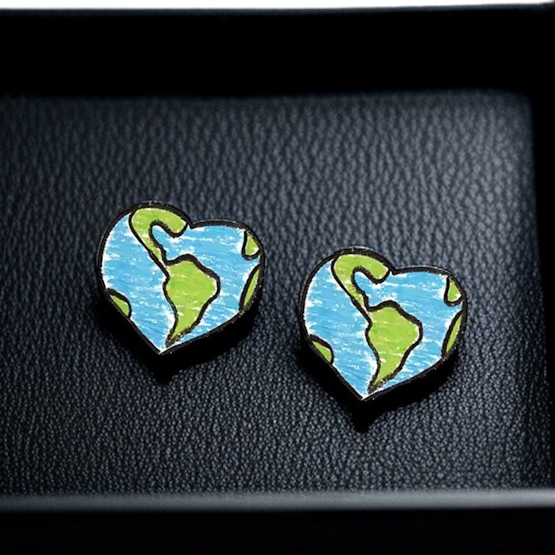 Mother Earth Heart Earrings - Handmade with Love! 🌎