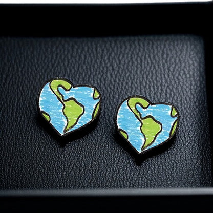 Mother Earth Heart Earrings - Handmade with Love! 🌎