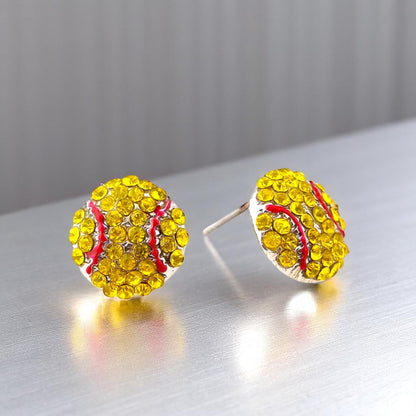 Score Big with Sparkle! Rhinestone Sports Stud Earrings