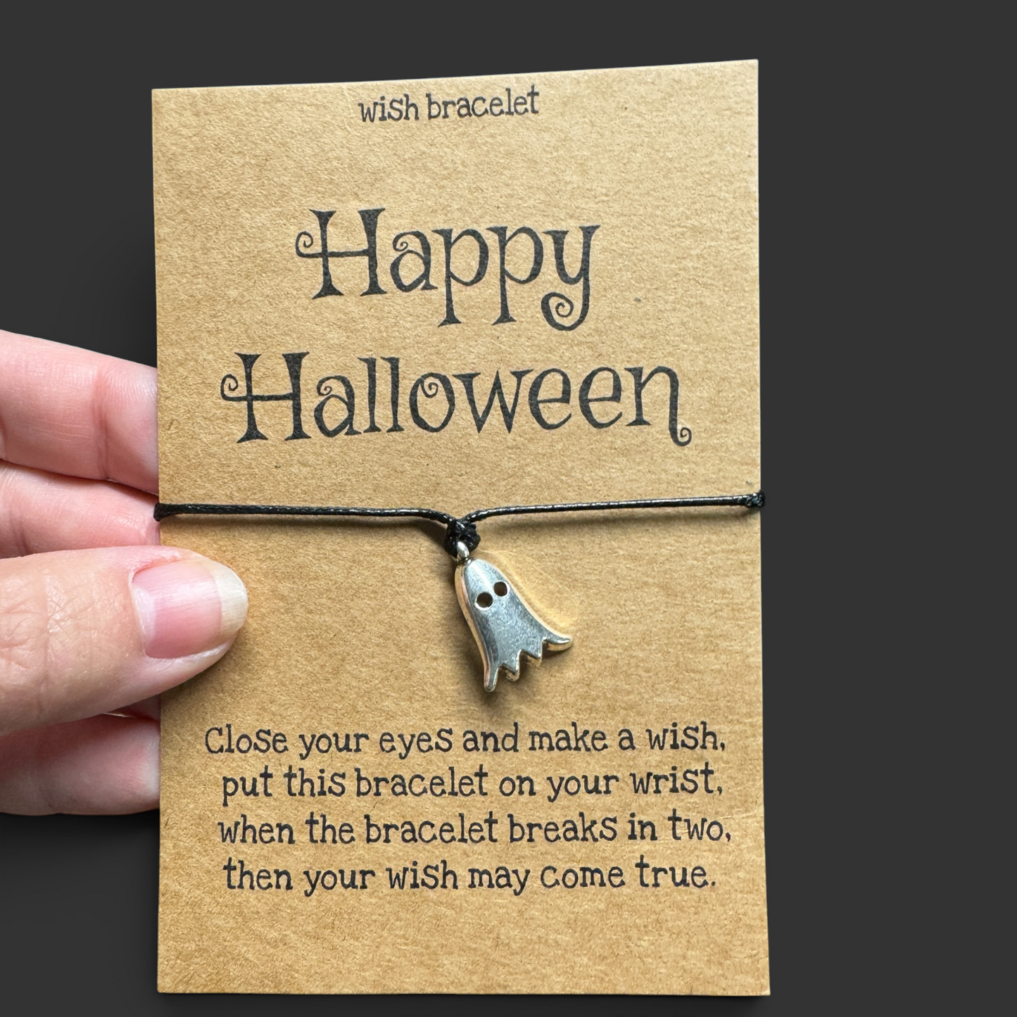 Spellbinding Halloween Wish Bracelet with Silver Ghost Charm! 👻