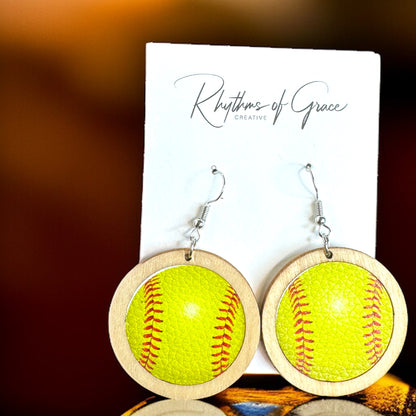 Swing into Style: Softball Dangle Earrings for Game Day Glam!