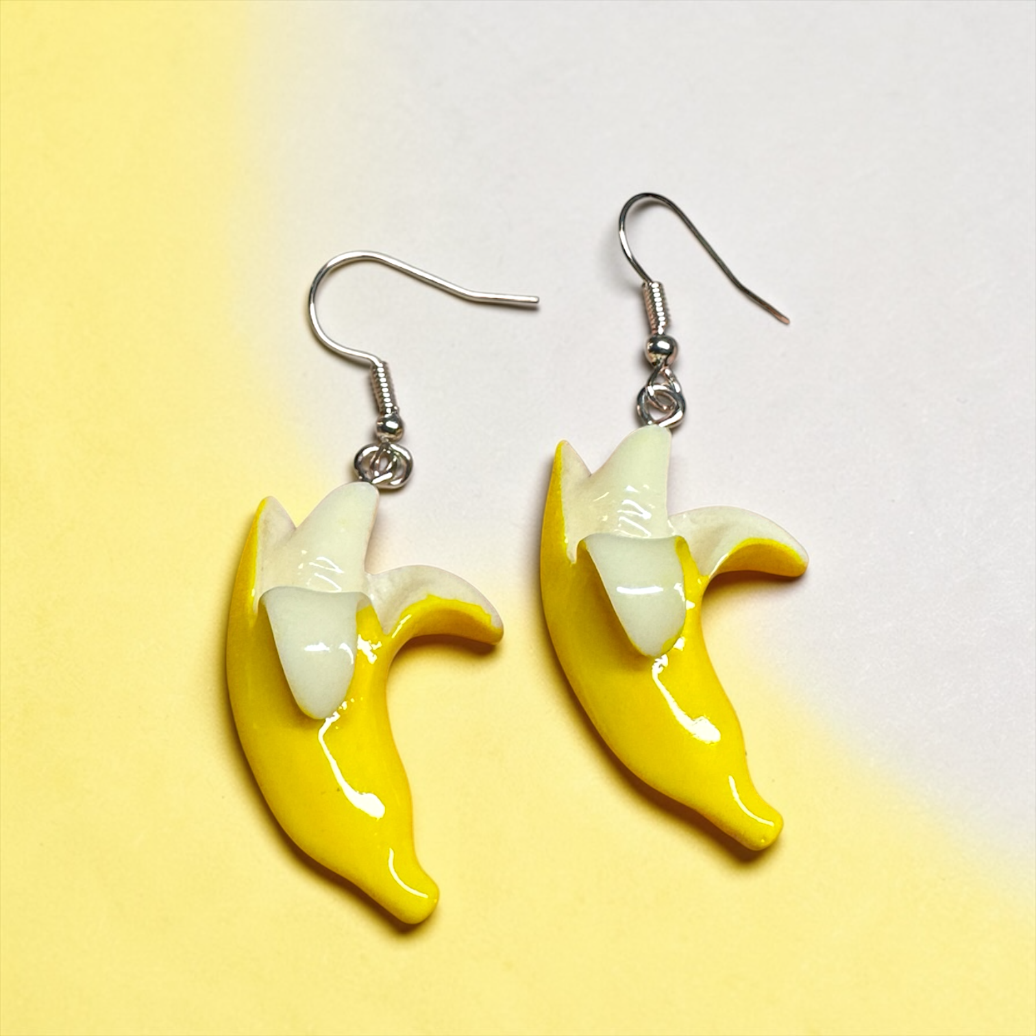 Peeled Banana Dangle Earrings | Savannah Bananas Inspired Jewelry | Fun Acrylic Statement Earrings | Lightweight Fruit Earrings