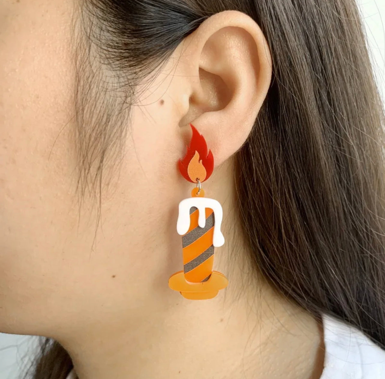 Halloween Candle Earrings - Handmade Acrylic Earrings with Stainless Steel Posts - Rhythms of Grace Creative