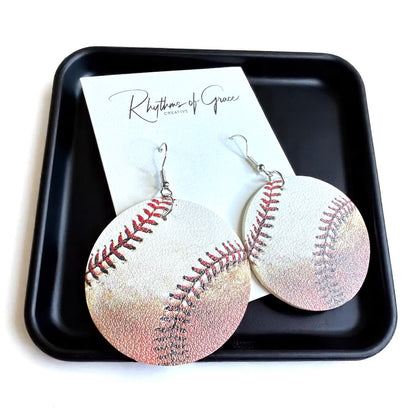 Home Run Style: Realistic Baseball Dangle Earrings!