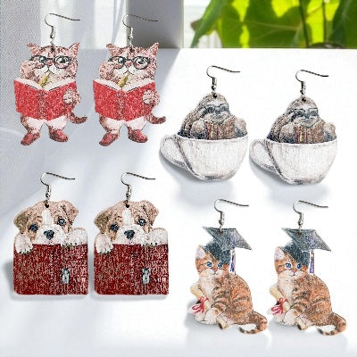 Back to School Animal Teacher Earrings – Cat, Dog, Sloth & Grad Designs | Fun Teacher Accessories - Rhythms of Grace Creative