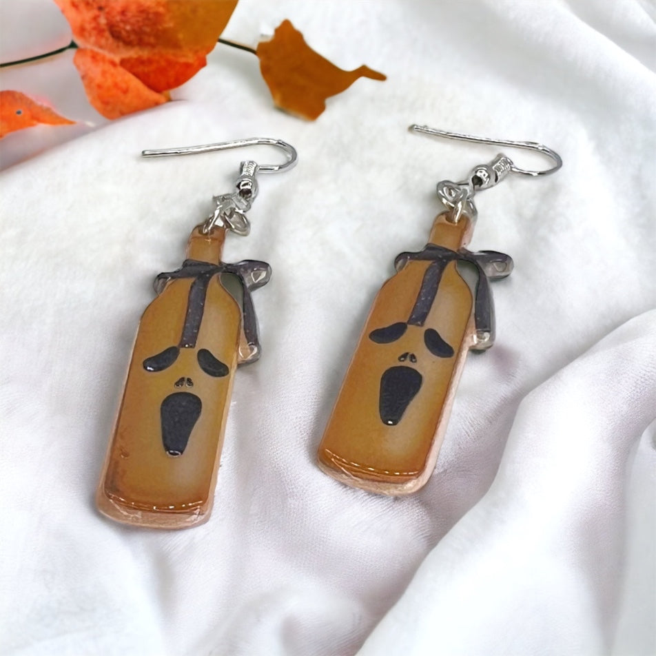 Halloween Bottle Earrings - Halloween Earrings, Wine Earrings, Halloween Accessories, Halloween Earrings, Wine Bottle Earrings, Wine Accessories - Rhythms of Grace Creative