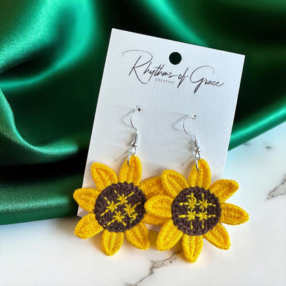 Bloom in Boho Style: Colorful Knit Sunflower Earrings! 🌻
