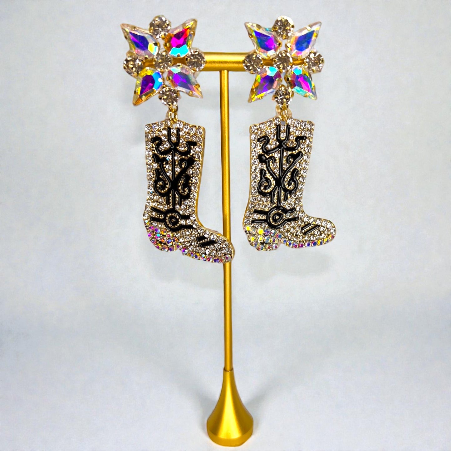 Rhinestone Cowgirl Boot Earrings | Western Rodeo Statement Earrings | Bachelorette Cowgirl Accessories