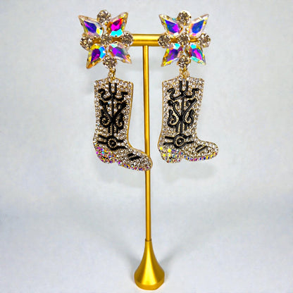 Rhinestone Cowgirl Boot Earrings | Western Rodeo Statement Earrings | Bachelorette Cowgirl Accessories