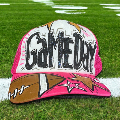Handpainted Mesh Back Trucker Hat - Score Big with Style! 🎉