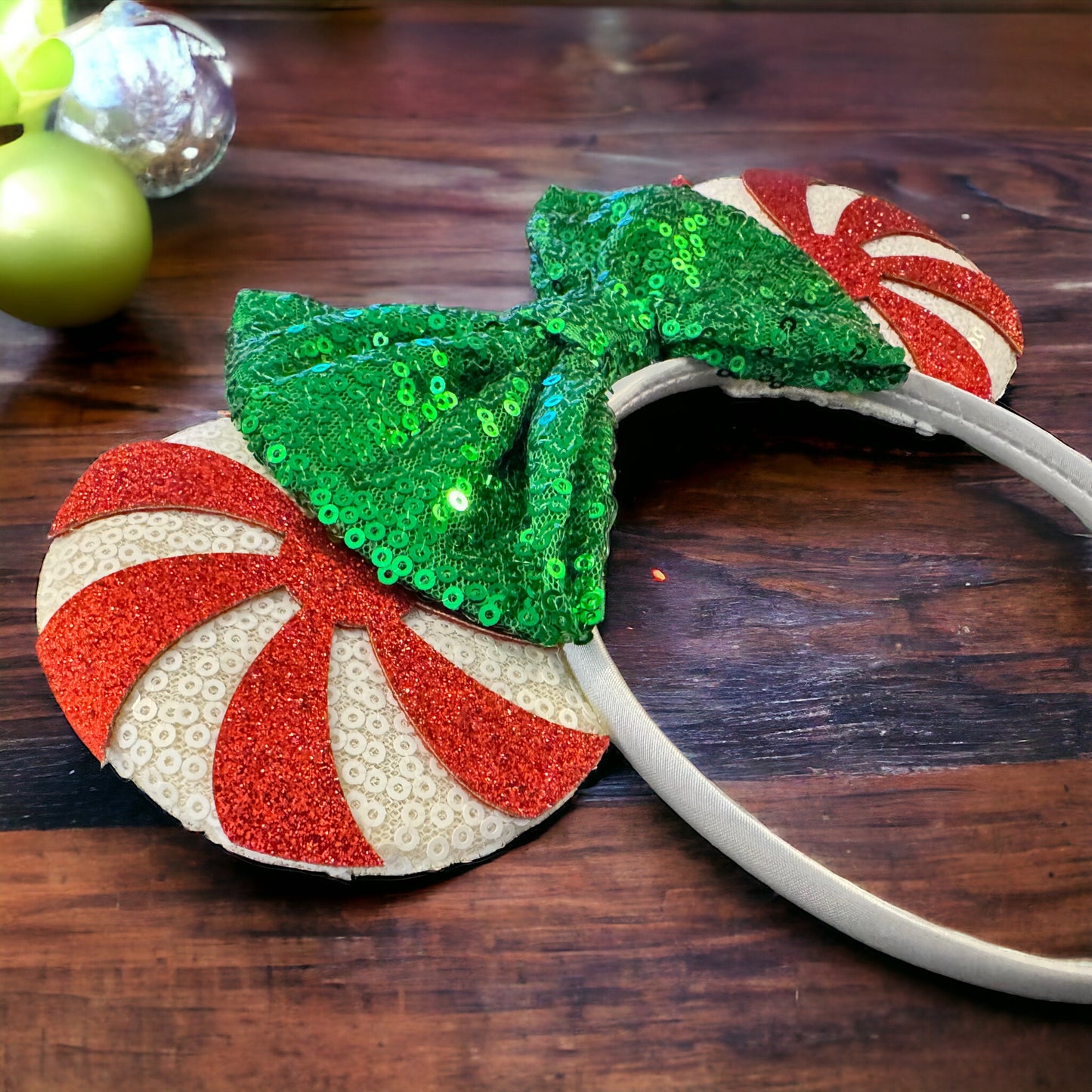 Festive Christmas Mouse Ears Headbands – Peppermint & Holiday Cheer!