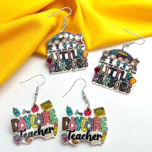 ABC’s & Sunshine: Colorful Daycare Teacher Earrings for Preschool Vibes