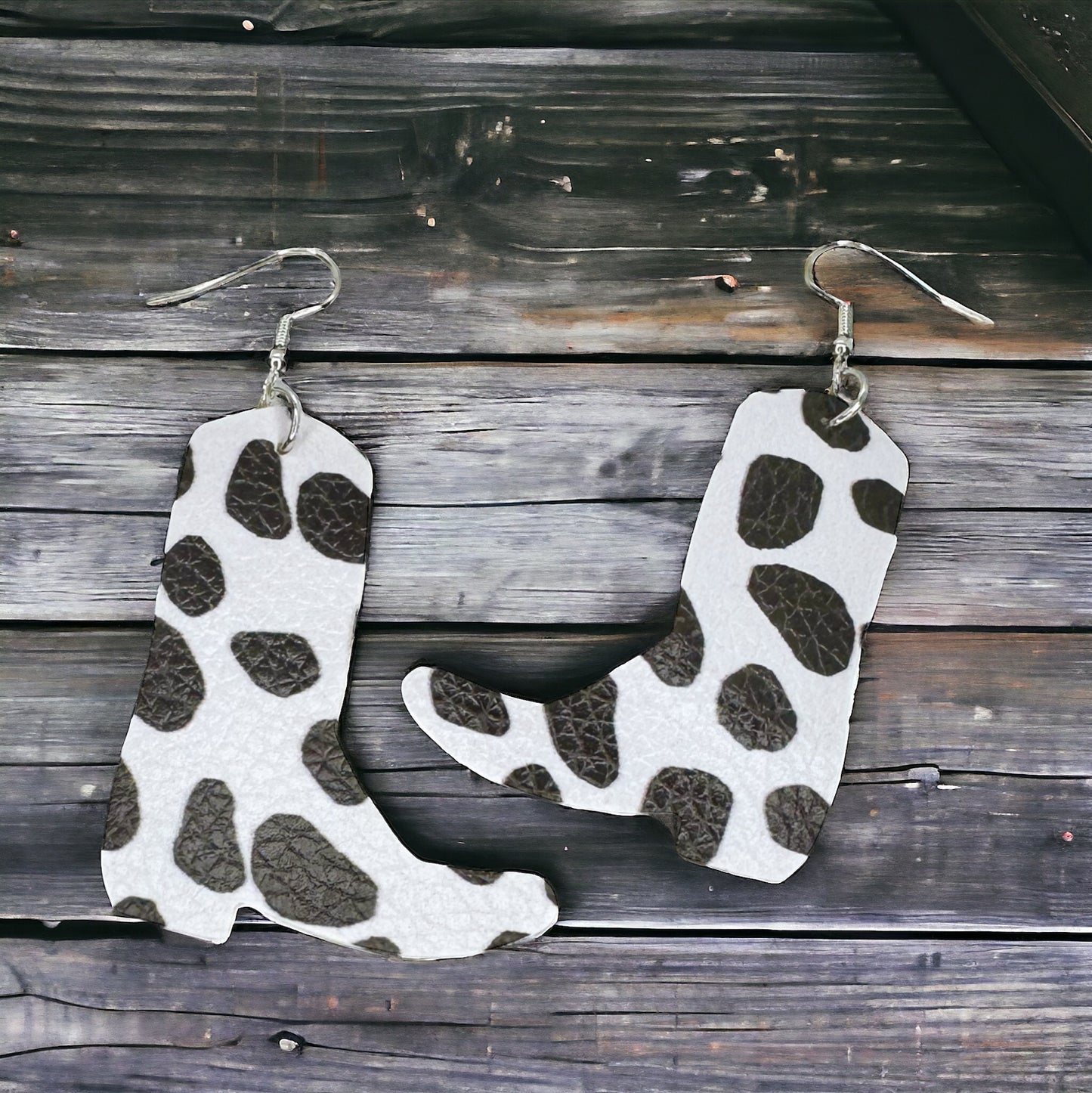 Western Chic Cow Print Boot Dangle Earrings - Unique Fashion Statement