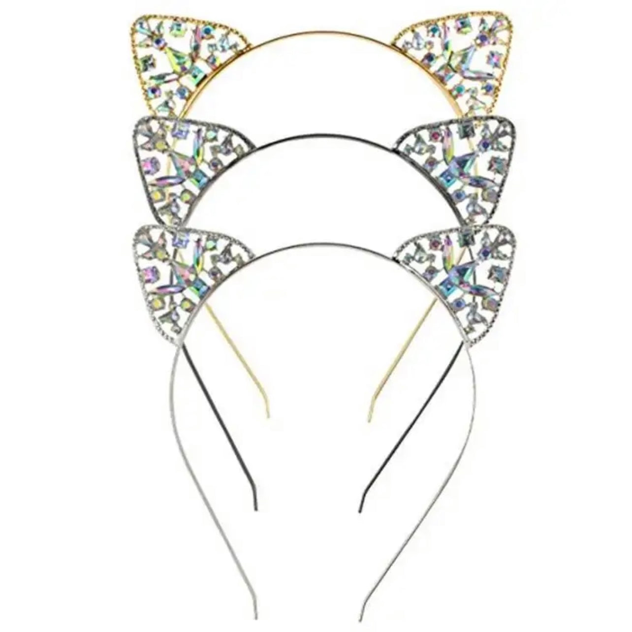 Rhinestone Cat Eats Headband - Rhinestone Headband, Rhinestone Headpiece, Cat Headpiece, Bachelorette Party, Bridal Shower - Rhythms of Grace Creative