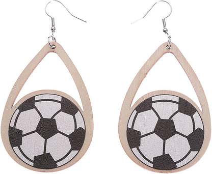 Score a Goal with Style! Wooden Soccer Dangle Earrings ⚽️
