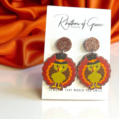 Feast Mode: ON – Glittery Turkey Earrings for Thanksgiving Fun - Rhythms of Grace Creative