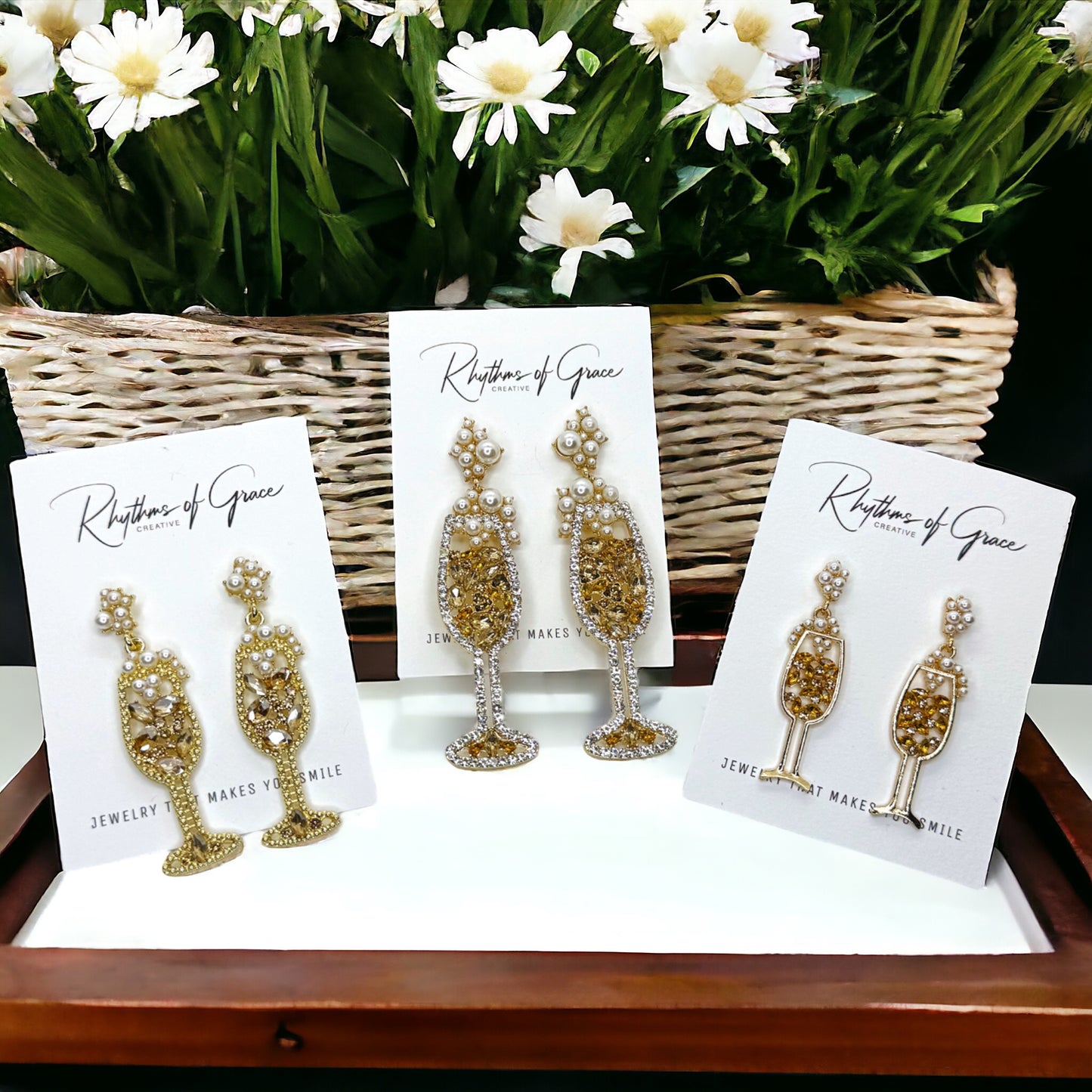 Champagne Earrings - Wine Glass, Gold Champagne, Champagne Bottle, Wine Earrings, Wine Jewelry, Poppin Bottles, Wine Accessories